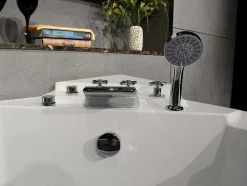 [Old Version]Banheira De Hidromassagem De Canto Em Vidro Evelina - 2 Lugares - 330 L - 138*138*A63 Cm