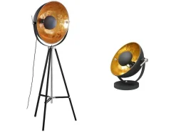 Pack Colecao Movie: Candeeiro De Mesa + Candeeiro De Pe Preto Interior Dourado