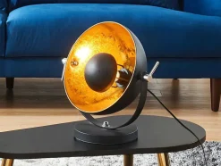 Pack Colecao Movie: Candeeiro De Mesa + Candeeiro De Pe Preto Interior Dourado