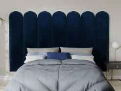 Paineis De Parede Cabeceira De Cama De 210 Cm Em Veludo Cor Azul - Japi
