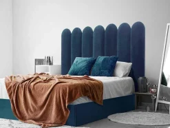 Paineis De Parede Cabeceira De Cama De 210 Cm Em Veludo Cor Azul - Japi