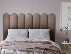 Paineis De Parede Cabeceira De Cama De 210 Cm Em Veludo Cor Bege - Japi