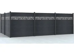 Paineis De Vedacao Para Enterrar A181 Cm, Kit De 7 Laminas Em Composito + 1 Poste Antracite - Enola