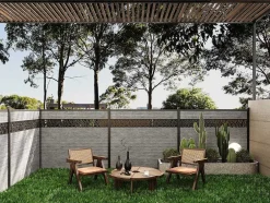 Paineis De Vedacao Para Enterrar A181 Cm, Kit De 7 Laminas Em Composito Com Decoração + 1 Poste Cinzento-Claro - Enola