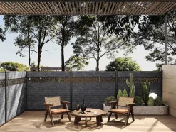 Paineis De Vedacao Para Pousar A181 Cm, Kit De 7 Laminas Em Composito Com Decoração + 1 Poste Antracite - Enola