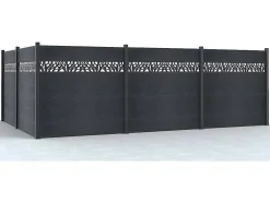 Paineis De Vedacao Para Pousar A181 Cm, Kit De 7 Laminas Em Composito Com Decoração + 2 Postes Antracite - Enola