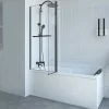 Painel De Banheira Com Toalheiro E Retorno Giratorio Preto Mate (70 + 30) X 140 Cm - Primael