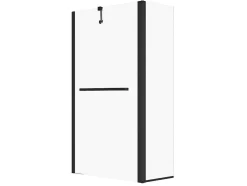 Painel De Banheira Com Toalheiro E Retorno Giratorio Preto Mate (70 + 30) X 140 Cm - Primael