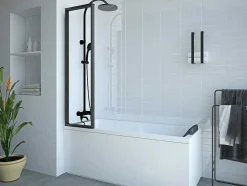 Painel De Banheira Dobravel Em Metal Preto Mate Estilo Atelier 120 X 140 Cm - District