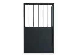 Painel De Duche Com Porta De Correr Preto Mate Estilo Industrial 120 X 80 X 195 Cm - Urbanik