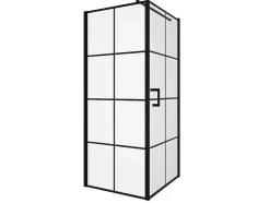 Painel De Duche Fixo Com Porta Giratoria Serigrafado Preto Mate 80 X 80 X 190 Cm - Caparica