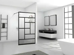 Painel De Duche Italiano Estilo Industrial Sefana - 140X200 Cm - Preto
