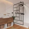 Painel De Duche Italiano Estilo Industrial Sefana - 120X200 Cm - Preto