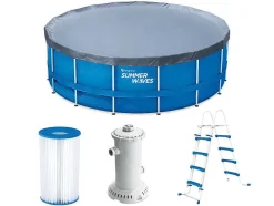 Piscina Tubular Redonda Azul Com Bomba De Filtro De Cartucho De D457 X A122 Cm - Lacanau