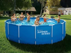 Piscina Tubular Redonda Azul Com Bomba De Filtro De Cartucho De D457 X A122 Cm - Lacanau