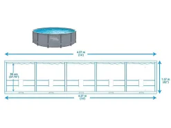 Piscina Tubular Redonda Cinzenta Com Bomba Filtradora De Cartucho D.427 X A.107 Cm - Nisoka