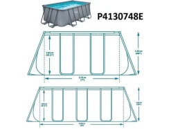 Piscina Tubular Retangular Antracite Com Bomba De Filtro De Cartucho De C400 X L200 X A122 Cm - Bantayan