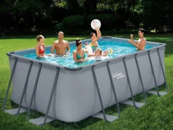 Piscina Tubular Retangular Antracite Com Bomba De Filtro De Cartucho De C400 X L200 X A122 Cm - Bantayan