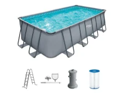Piscina Tubular Retangular Cinzenta Com Bomba Filtradora De Cartucho C549 X L274 X A132 Cm - Zamora