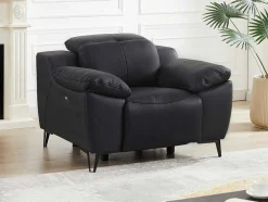 Poltrona Articulada Elétrica Couro Preto - Roveto