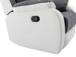 Poltrona Articulada Em Microfibra E Pele Sintética Cinzento E Branco - Brody