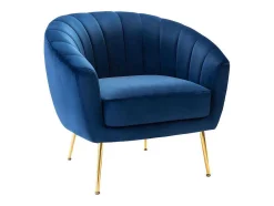 Poltrona Cabriole Em Veludo Pablito - Azul-Escuro