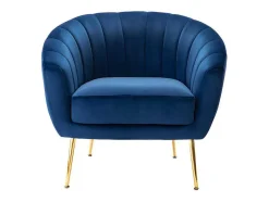 Poltrona Cabriole Em Veludo Pablito - Azul-Escuro