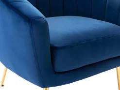 Poltrona Cabriole Em Veludo Pablito - Azul-Escuro