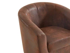 Poltrona Cabriolet Em Microfibra Envelhecida Cor Castanho - Cristobal Ii