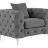 Poltrona Chesterfield Em Veludo Antracite - Edwina