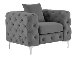 Poltrona Chesterfield Em Veludo Antracite - Edwina