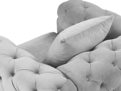 Poltrona Chesterfield Em Veludo Cinza-Claro - Edwina