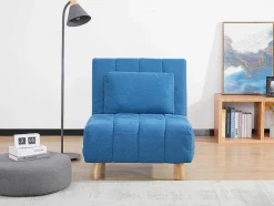 Poltrona Convertivel Em Tecido Cor Azul - Strevi