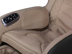 Poltrona De Massagem Em Pele Sintética Bege Com Leds E Sistema De Gravidade Zero - Opcao Bluetooth - Kasou