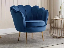 Poltrona Em Veludo Cor Azul-Escuro - Dandelion De Pascal Morabito