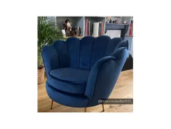 Poltrona Em Veludo Cor Azul-Escuro - Dandelion De Pascal Morabito