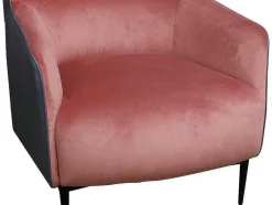 Poltrona Em Veludo Cor-De-Rosa E Estrutura Antracite - Mendocino
