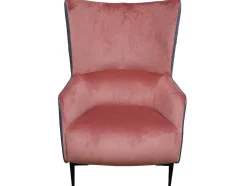 Poltrona Em Veludo Cor-De-Rosa E Estrutura Antracite - Mendocino