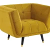 Poltrona Em Veludo Cor Ocre - Samantha Ii