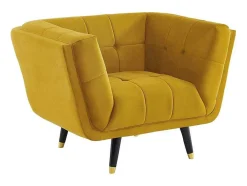 Poltrona Em Veludo Cor Ocre - Samantha Ii