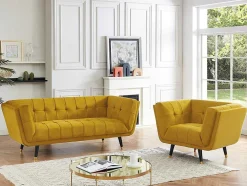 Poltrona Em Veludo Cor Ocre - Samantha Ii