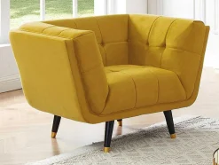 Poltrona Em Veludo Cor Ocre - Samantha Ii