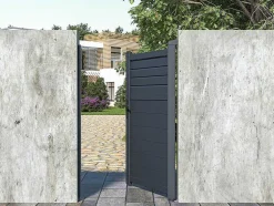 Porta De Batente Em Aluminio Estilo Persiana De C103 X A166 Cm Cor Antracite - Viazo
