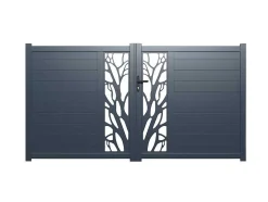 Porta De Batente Em Aluminio Semiperfurado Com Motivos De L100 X A164 Cm Cor Antracite - Labrit Ii