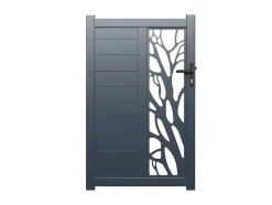Porta De Batente Em Aluminio Semiperfurado Com Motivos De L100 X A164 Cm Cor Antracite - Labrit Ii