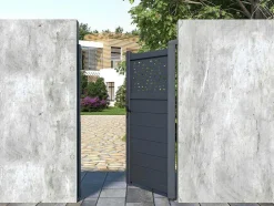 Porta De Batente Em Aluminio Semiperfurado Com Motivos De C103 X A166 Cm Cor Antracite - Bazio