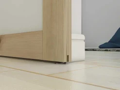 Porta De Correr Em Aplique Com 3 Vidros De A205 X C93 Cm Em Mdf Cor Madeira Natural - Acosta
