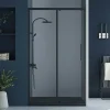 Porta De Duche De Correr Preto Mate Estilo Industrial 120X195 Cm - Toroni
