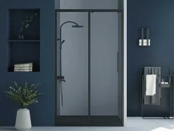 Porta De Duche De Correr Preto Mate Estilo Industrial 120X195 Cm - Toroni