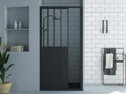 Porta De Duche De Correr Preto Mate Estilo Atelier 100 X 195 Cm - Urbanik